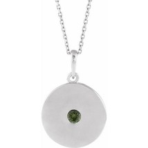 Sterling Silver Green Tourmaline Disc Necklace - £127.07 GBP