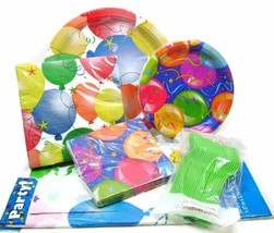 Balloon Theme Party Supplies Tableware Birthday Picnic Gathering Serves 16 - £14.73 GBP