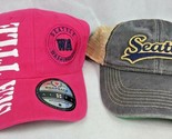 2 Caps Seattle City Snapback Cap Hat Adjustable Pink &amp; Charcoal  - £17.50 GBP