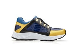 Belvedere Genuine Ostrich Leg and Soft Calf Dressy Sneaker Gold Blue Black H02 image 2
