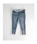 New York &amp; Co Curvy Jeans Womens Size 14 Blue Denim Two Tone Raw Edge Di... - $18.66 CAD