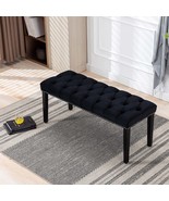 Heng Ming Black Velvet Tufted Upholstered Bench Ottoman for Entryway - $2,329.51 MXN