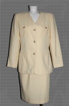 VTG Le Suit 2-Pc Vanilla No-Collar Lined 4-Pkt Blazer &amp; Skirt Suit Wm&#39;s 10P - $42.99