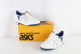 NOS Vintage 90s Asics Mens 10.5 Spell Out Outrage Lo Sneakers Shoes White Blue - £157.12 GBP