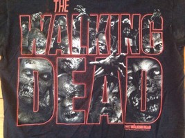 The Walking Dead Zombie AMC TV Show Black 100% Cotton T-Shirt S-M 39&quot; Chest - £23.94 GBP