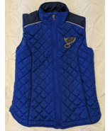 St Louis Blues Puffer Vest Women&#39;s Small Blue Hockey Quilted Puffy NHL G... - £23.70 GBP