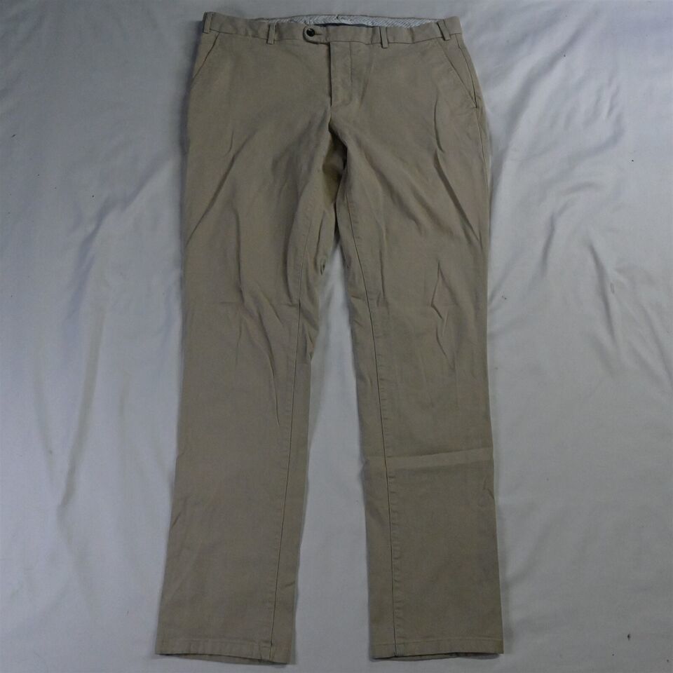 Primary image for SuitSupply 54 | 34x34 Khaki Porto Int Flat Front Tessuti Sondrio Chino Mens Pant