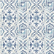 Sonoma Spanish Tile Wallpaper, Blue, Warner 3117-12332. - $58.93