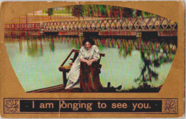 Postcard Romance I am Longing to See You PA  1910 Posted 5.5 x 3.5 &quot; - £7.84 GBP