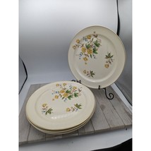 Vintage Set 4 Taylor Smith Taylor Dinner Plates 10&quot; Yellow Buttercups TS... - $19.96