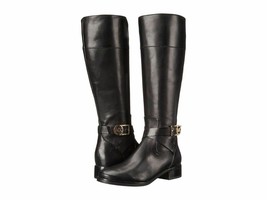 Michael Kors Women&#39;s Bryce Tall Boot Black Leather Zip Boots 5.5 NEW IN BOX - £98.40 GBP