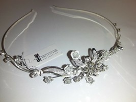 Christina Bridal Collection head piece silver tone with roses and rhinestones - £19.78 GBP