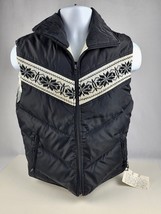 Antler brand Nylon &amp; Knit Women&#39;s Large Down Feather Vest Black w/ repair - £21.78 GBP