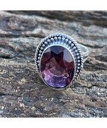 925 Sterling Silver Amethyst Gemstone Boho Designer Statement Ring - $23.47 CAD+
