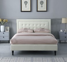 Home Life Athena Ii Premiere Classics Upholstered Linen Cloth Platform Bed Ii - £305.97 GBP