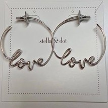 Stella &amp; Dot Earrings (new) LOVE HOOPS - SILVER - (E509S) - $36.23