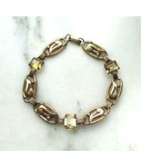 Vintage 1/20th 12K Gold Filled Link Bracelet w Yellow Stones C3573 - £37.99 GBP