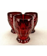Vintage Fenton Art Glass, Lot of 3 Ruby Glasses, 8 Oz, Dots &amp; Panels Pat... - $26.73 CAD