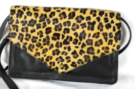 Lucky Brand Crossbody Black with Tan Leather Purse Horsehair Cheetah Pri... - $505.32 MXN