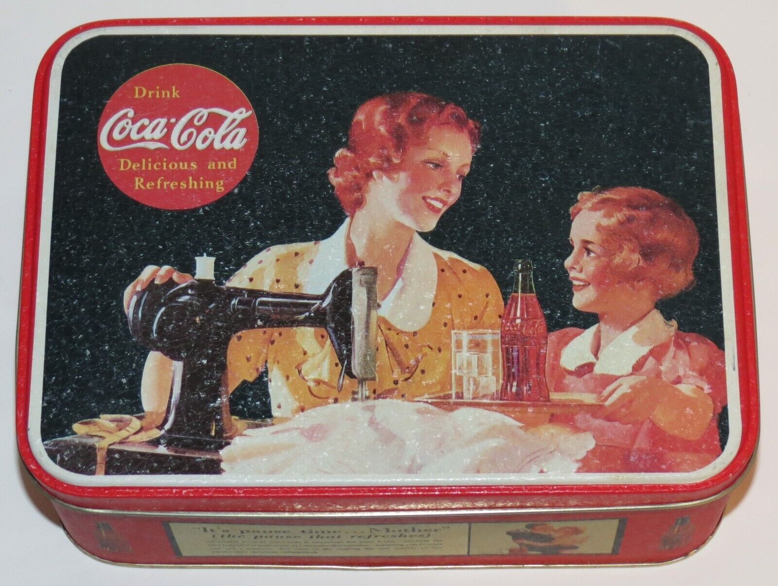 Primary image for Vintage Coca-Cola Logo Advertising Tin Storage Treasure Box 7.5" x 5.5" x 3"