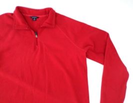 Lands End Men&#39;s Pullover Fleece 1/4 Zip Sweater XL 46-48 Sweatshirt Red - £10.91 GBP