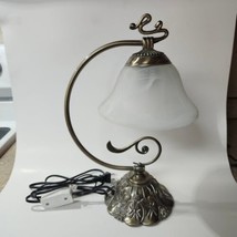Vintage CANARM Brass Lily Pad Table Desk Lamp Light White Frosted Glass Shade C - £39.10 GBP