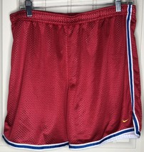 Boys Nike Mesh Shorts Size M 8-10 Red White Lining Blue Edges - $11.64