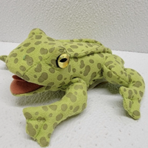 Folkmanis Mini Frog Hand Finger Puppet Plush Green Realistic Full Body - $9.64