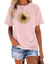 EADINVE Women's Short Sleeve Sunflower Graphic Cotton Tee Size M Pink - $80.49 MXN EADINVE Women's Short Sleeve Sunflower Graphic Cotton Tee Size M Pink - $80.49 MXN