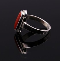 Fine Silver Genuine Ring Band Red Coral Munga Stone Fabulous Unisex Jewelry - £157.39 GBP