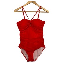 Lauren Ralph Lauren Swimsuit Womens 10 Red One Piece Ruched Strappy Bath... - $632.99 MXN