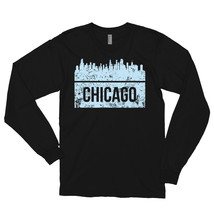 Vintage Chicago Skyline City View Map of Chicago Tee Long sleeve t-shirt - £22.41 GBP