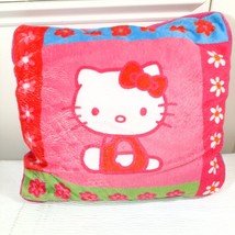 Vintage Hello Kitty throw pillow plush flowers pink daisy square kids bedding - £29.90 GBP