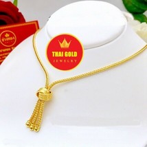 Detail Braid Necklace Pendant 18K Gold Plated Thai Baht Yellow Women Length 18&quot; - £28.85 GBP
