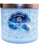 Bath &amp; Body Works Blueberry Biscotti 3 Wick Candle Hologram Glass Style Jar - $41.78 CAD