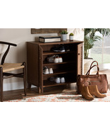 Theo Walnut Finished 4-Shelf Wood Shoe Storage Cabinet - $205.00