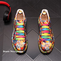 Color Printing Hip-Hop Punk Men Sneakers Web Celebrity Board Shoes Male Height I - £74.14 GBP