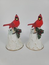2 Avon Collection 2000- Porcelain Cardinal w/ Holly Collectible Bells - £9.95 GBP