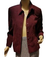 Casual Corner Annex Ladies Petite Faux Suede Button-Down Top/Jacket Wine... - $31.31 CAD