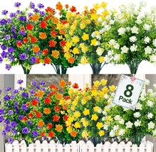 Turnmeon 8Pcs Boxwood Artificial Flowers Outdoor Uv Resistant Fake, Colorful - £25.72 GBP