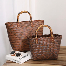 Women&#39;s Woven Handbag, Straw Tote Bag, Straw Beach Bag, Market Basket - $36.99+