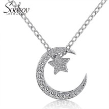 Sodrov 925 Sterling Silver S925 Necklace Collar Star Moon Women Trendy Elegant R - £10.36 GBP