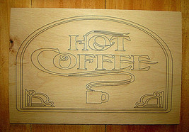 Beautiful Natural Beech Wood Sign &#39;hot Coffee&#39; 12&quot; X 8&quot; Wall Decor - £15.75 GBP