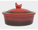 World Market Covered Casserole Pot With Chicken Handled Lid Red Ombre - £35.83 GBP