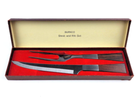 Vintage Burnco Carving set Meat Knife &amp; Fork from 1973 Mid century look ... - £23.32 GBP