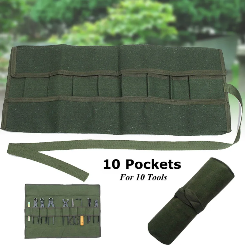 10hole Bonsai Tools Storage Package Roll Bag 600x430mm Canvas Tool Set Case Gard - £51.98 GBP