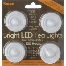 Darice Battery Operated LED Tea Lights  White  100 Hour Life  4/ Pack - £19.51 GBP