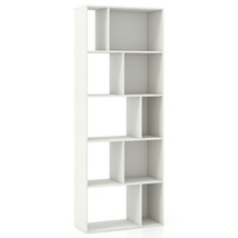 63 Inch 5-Tier Geometric 10-Cube Bookshelf Tall Bookcase-White - Color: ... - $93.03