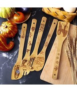 Halloween BamBoo Spoons Set of 5, Engraved Wooden Cooking Spoons with Cu... - $372.62 MXN