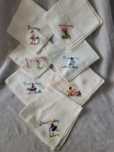 7 Vintage Hand Embroidered Weekday Handkerchiefs 9&quot;x9&quot; - £22.98 GBP